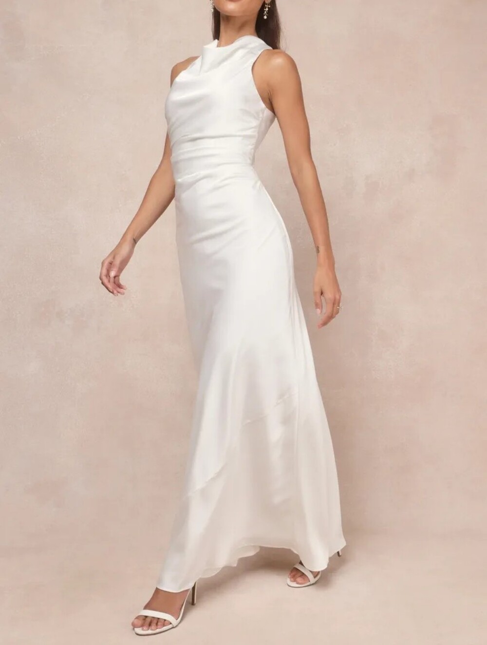 Lulus Effortlessly Sensational Satin Backless Maxi Dress - White